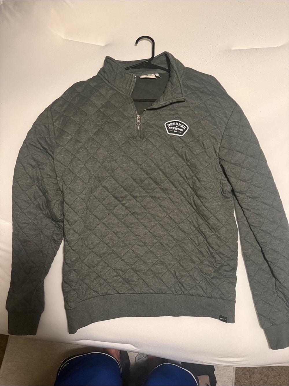 Quarter-Zip Quilted Men's Sweater - Green